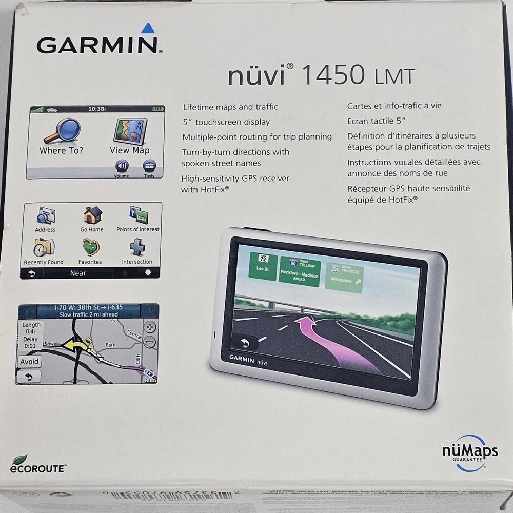 Garmin nuvi 1450LMT Portable GPS Navigator 5 Inch Lifetime Maps Traffic Boxed - Picture 9 of 9